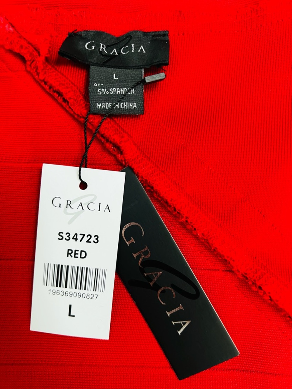 GRACIA Red Shimmer Bandage Pencil Skirt Sz L NWT Elegant Classic Textured #A - Picture 12 of 12
